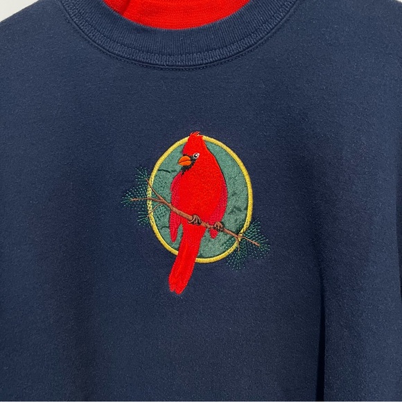 VTG Top Stitch By Morning Sun Womens L Sweatshirt Embroidered Cardinal USA - Picture 2 of 11